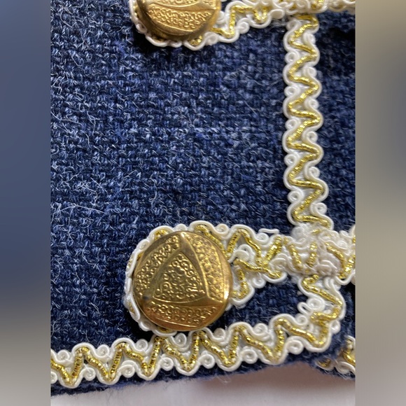 Custom Made Wool with Satin Lining Jacket, Bark Blue with Gold Accents - Picture 3 of 6